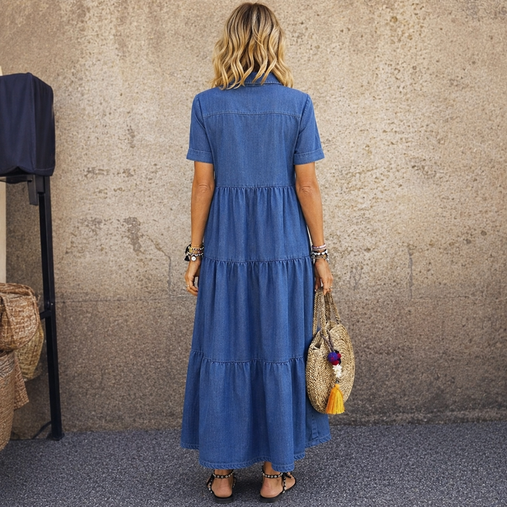 Margaux | Robe longue boutonnée style chemise