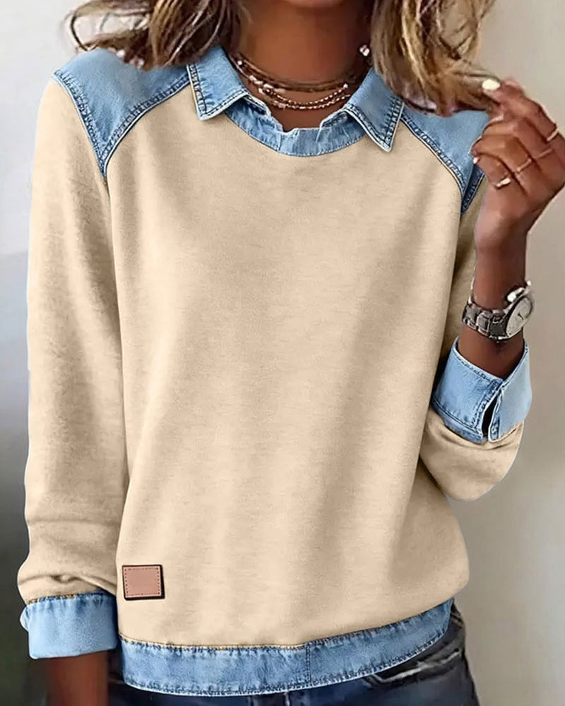Emma | Pull polo avec détails en denim