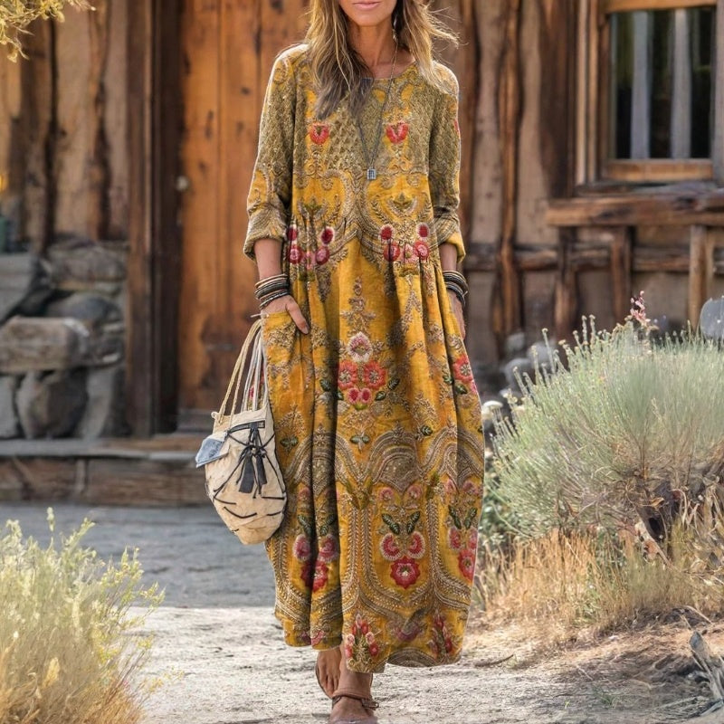 【Manches Longues】Robe Vintage À Imprimé Floral