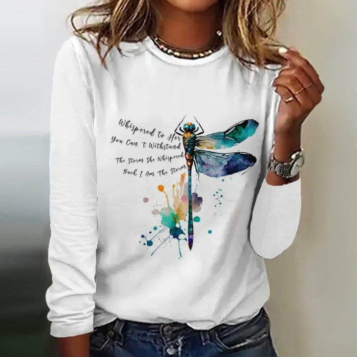 T-Shirt Décontracté À Imprimé Libellule