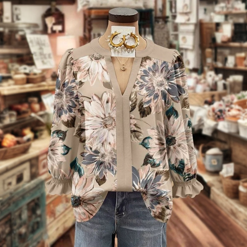 Blouse Vintage À Imprimé Floral