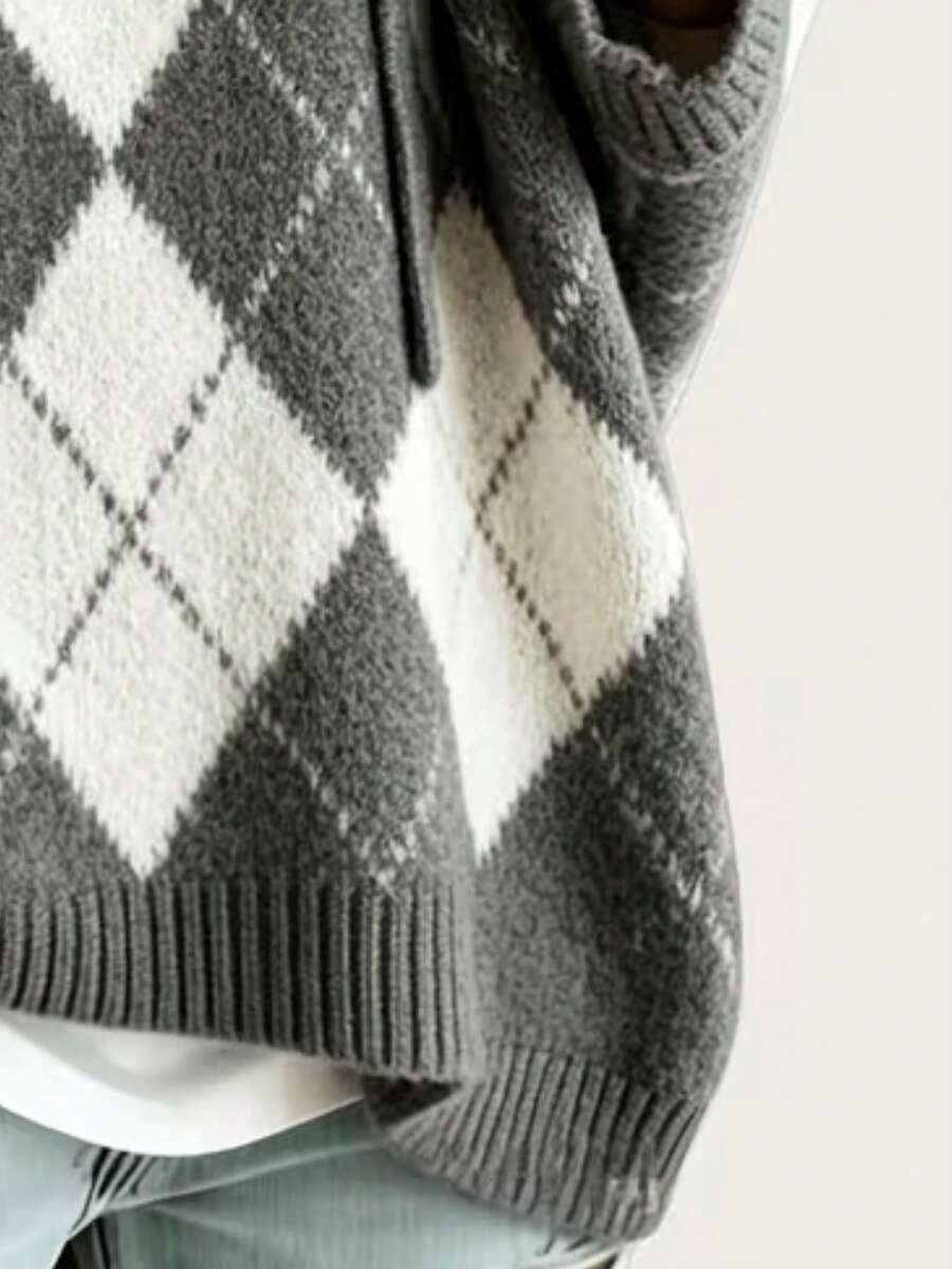 Danièle | Poncho à capuche motif losanges
