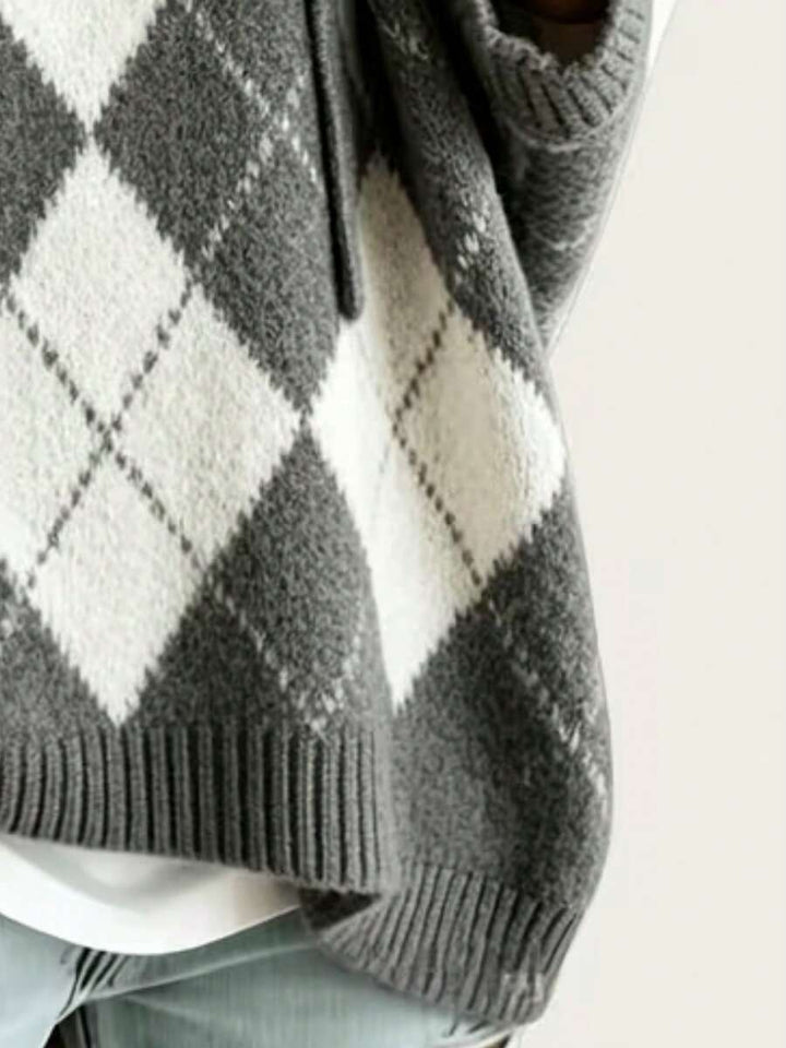 Danièle | Poncho à capuche motif losanges