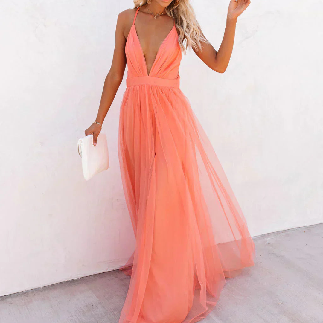 Isabelle | Robe Maxi Lumière Corail