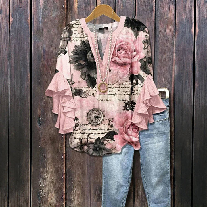 Blouse Vintage À Imprimé Floral