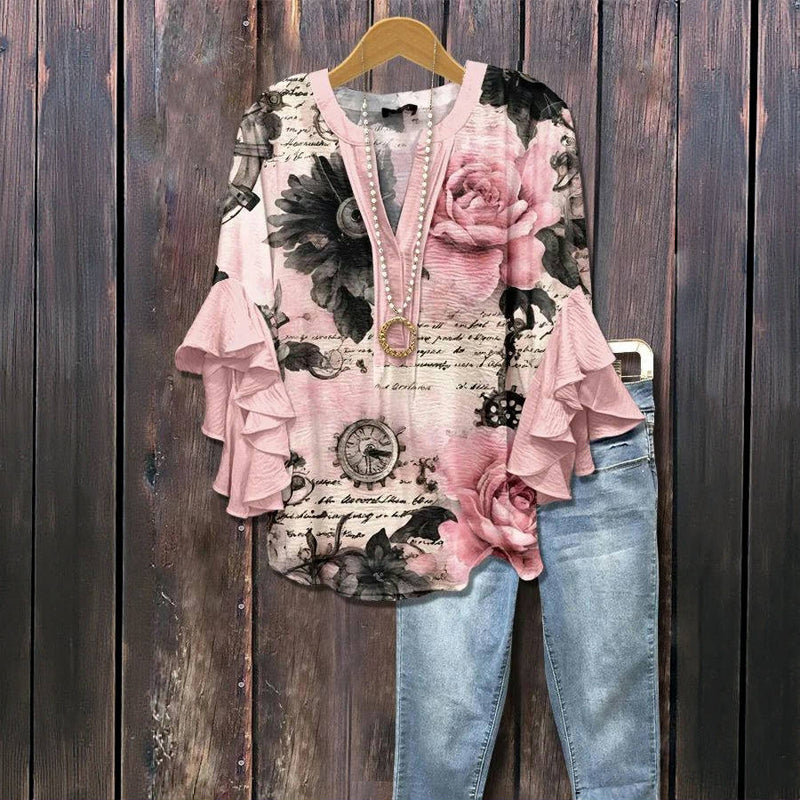 Blouse Vintage À Imprimé Floral