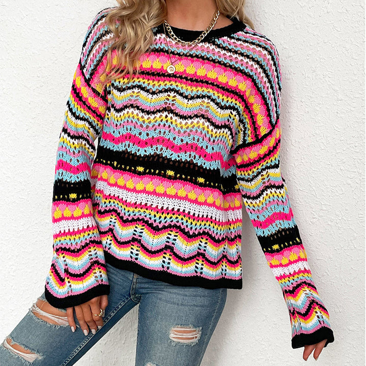 Pull En Tricot Rayé Colorées