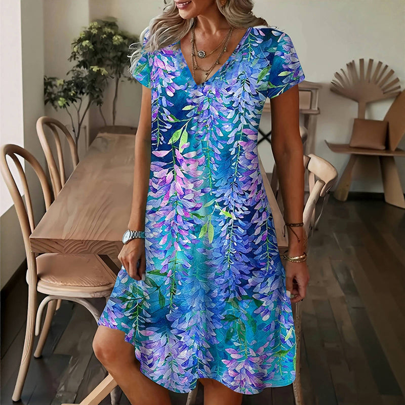 Robe Vintage À Imprimé Feuilles