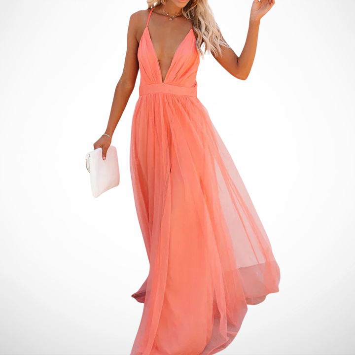Isabelle | Robe Maxi Lumière Corail