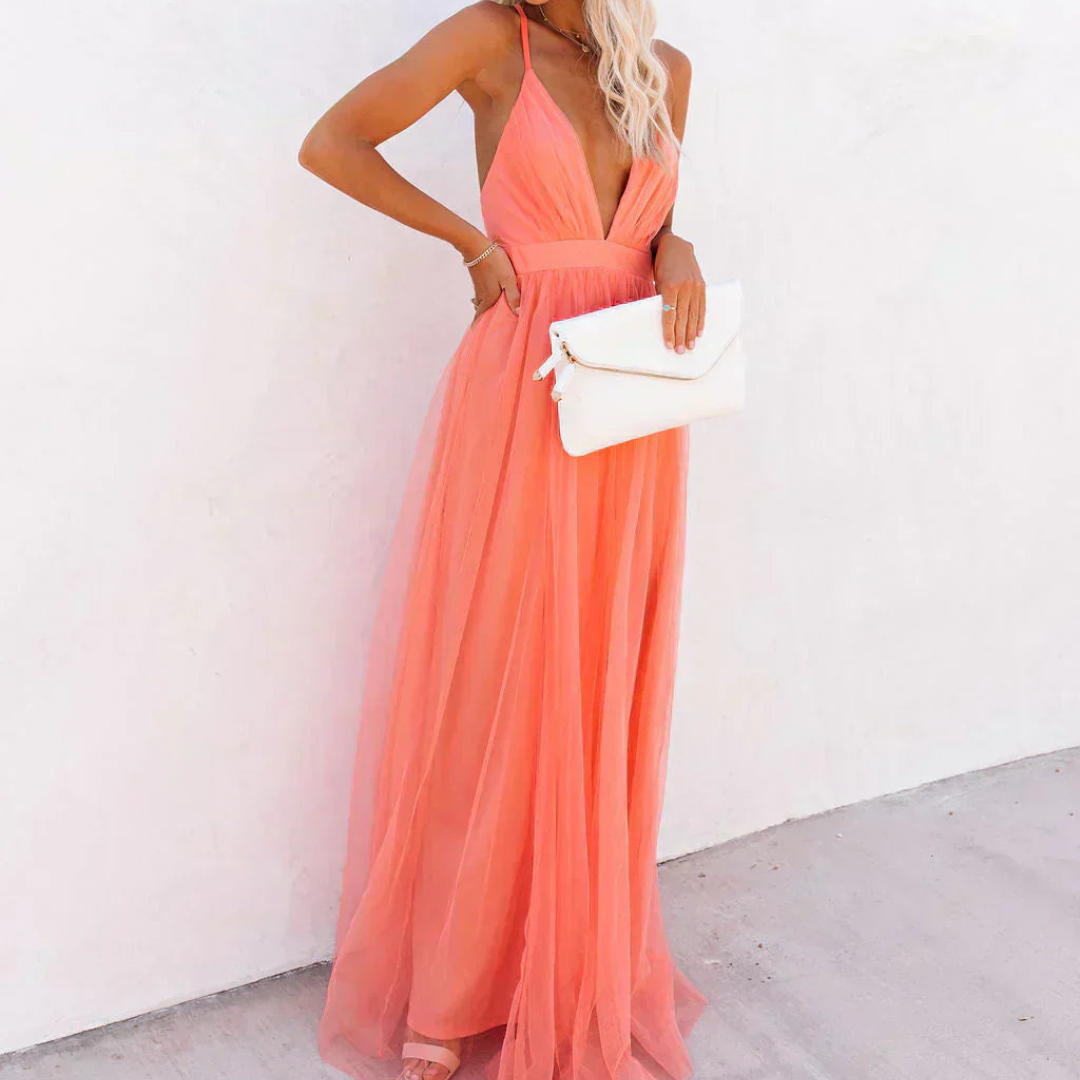 Isabelle | Robe Maxi Lumière Corail
