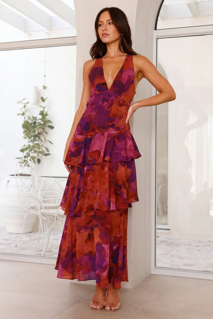 CLÉMENCE™ | ROBE LONGUE ÉTAGÉE À DOS