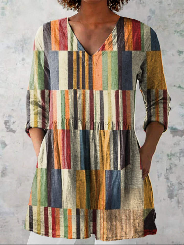 Colette | Tunique à imprimé géométrique multicolore