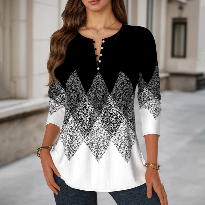 【Manches Longues】Blouse Vintage À Blocs De Couleur