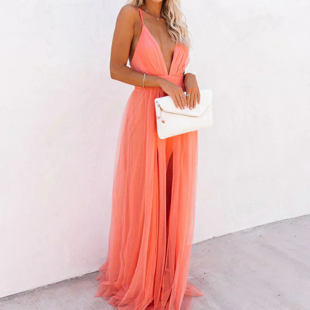 Isabelle | Robe Maxi Lumière Corail