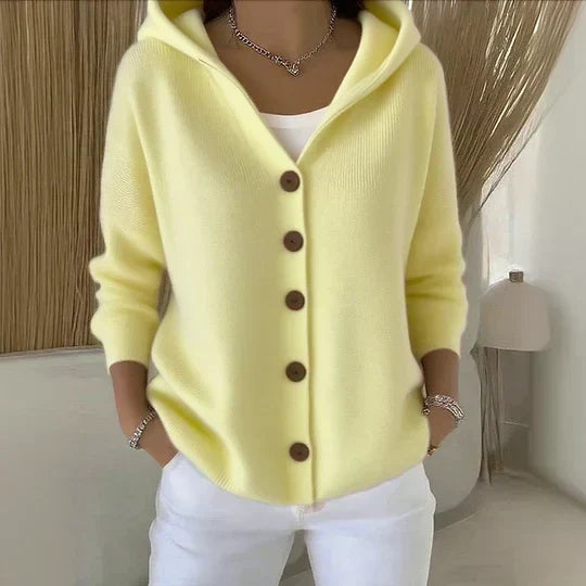 Ninon | Cardigan à capuche boutonné