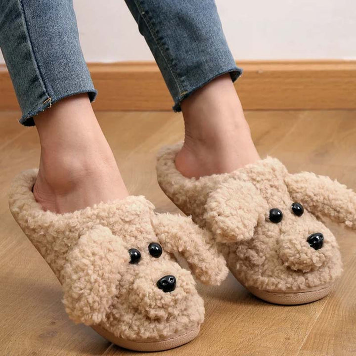 Pantoufles En Peluche Chien De Dessin Animé