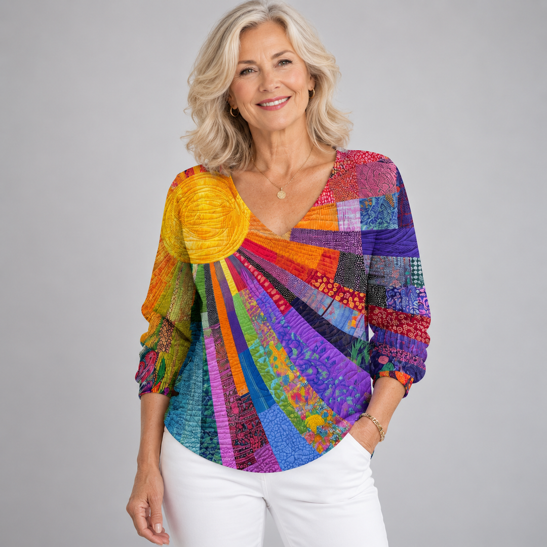 Lumière | Blouse à imprimé patchwork multicolore