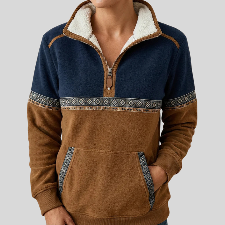 Estelle | Sweat bicolore col zippé doublé sherpa