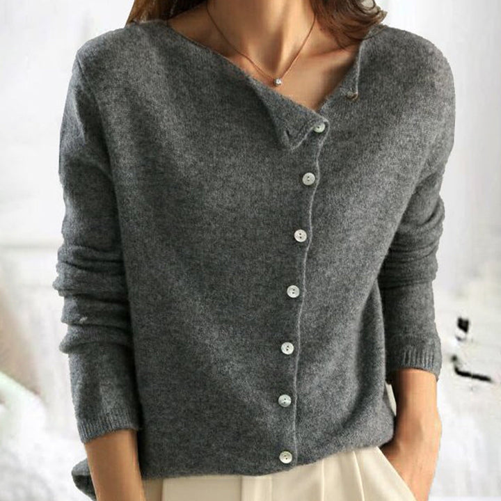 Adèle | Cardigan boutonné col asymétrique
