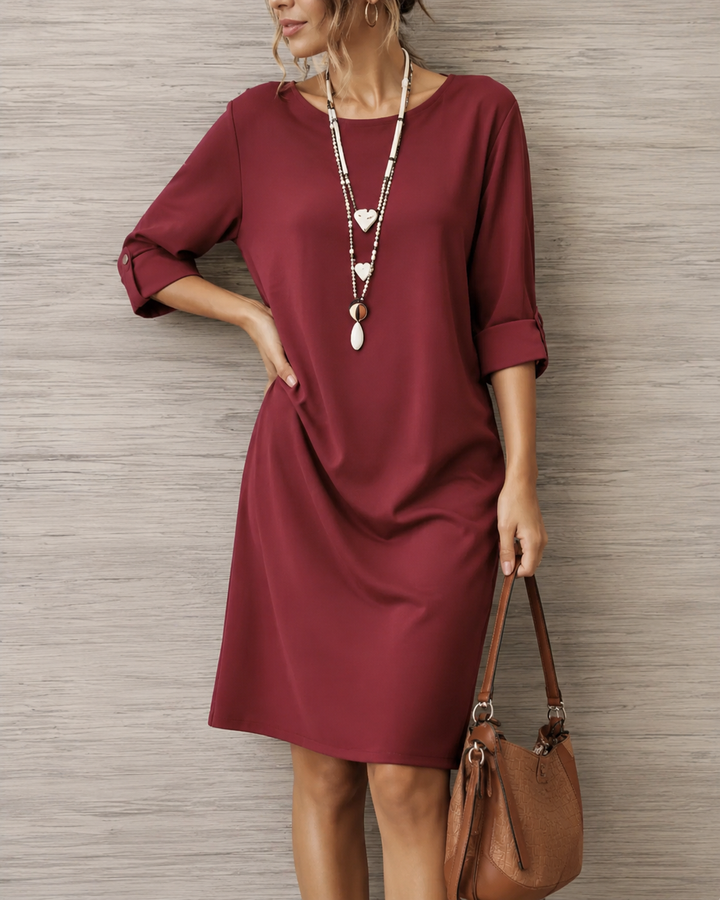 Laurence | Robe droite mi-longue à poches