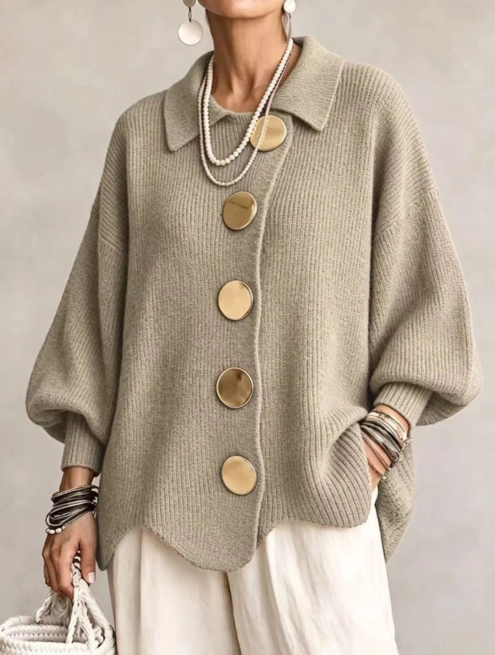 Hélène | Cardigan oversize à grands boutons dorés