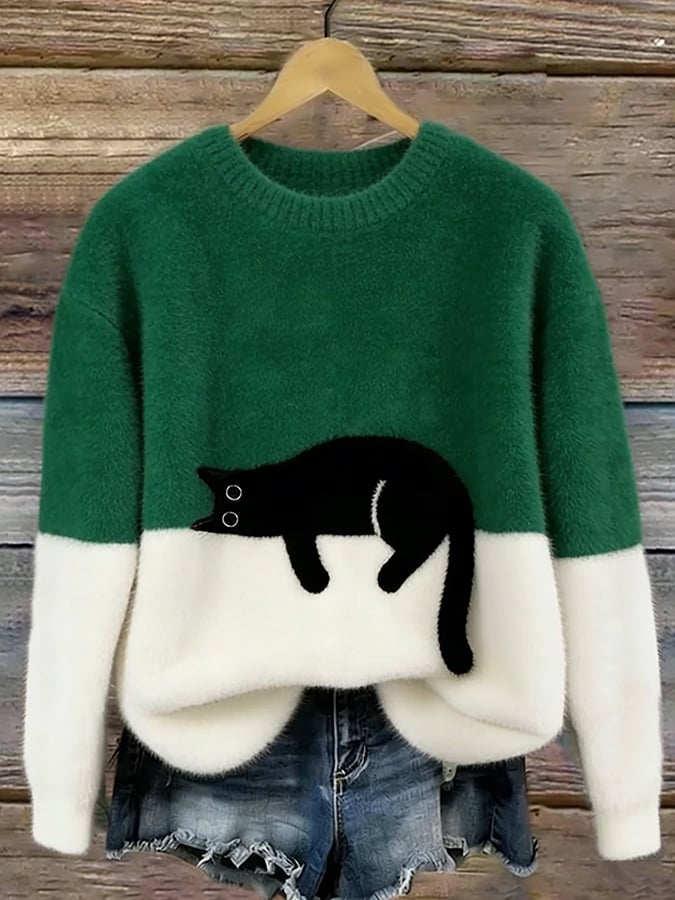 Minou | Pull bicolore motif chat