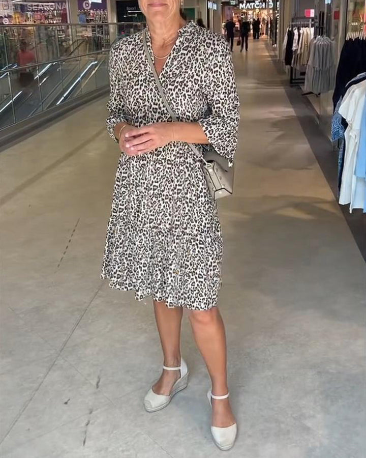 Sylviane | Robe léopard mi-longue