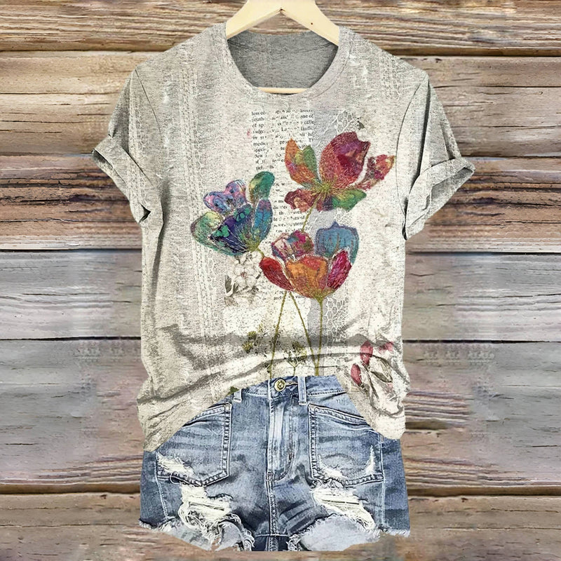 T-Shirt À Imprimé Floral Vintage