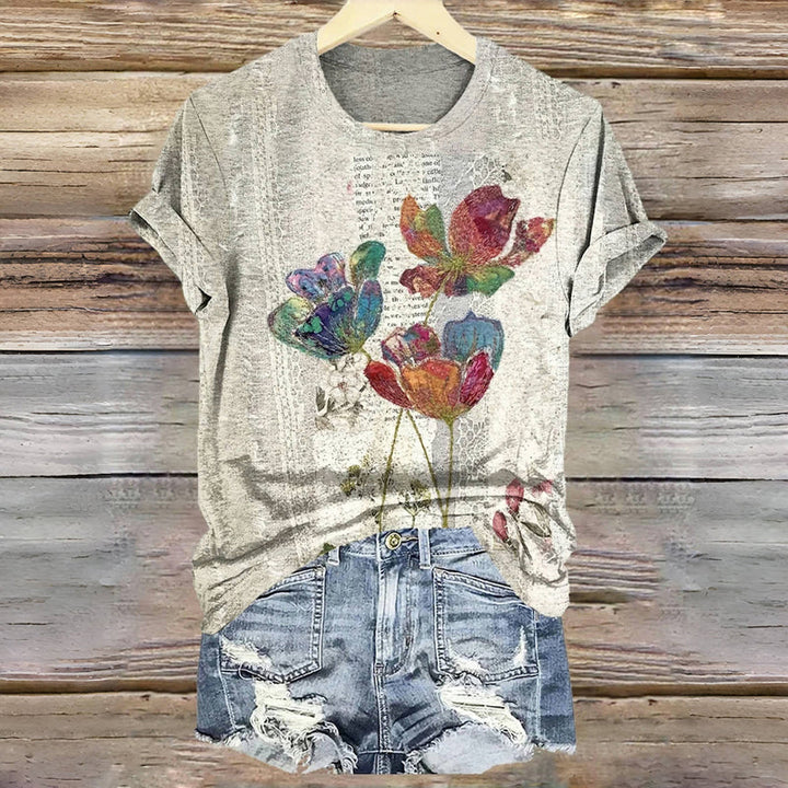 T-Shirt À Imprimé Floral Vintage