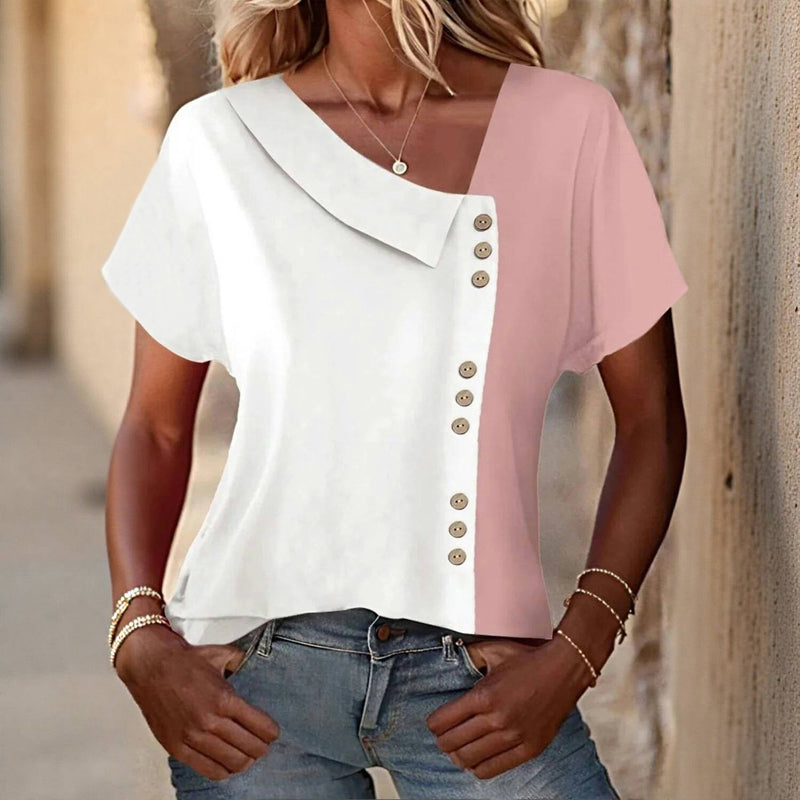 Blouse Décontractée À Blocs De Couleurs