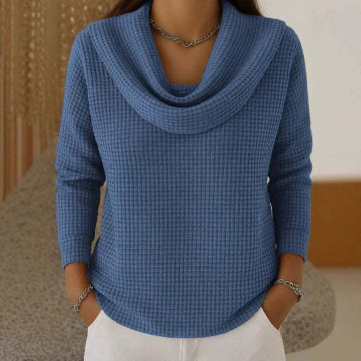 Ambre™ – Pull en Maille Gaufrée avec Col Bénitier Élégant