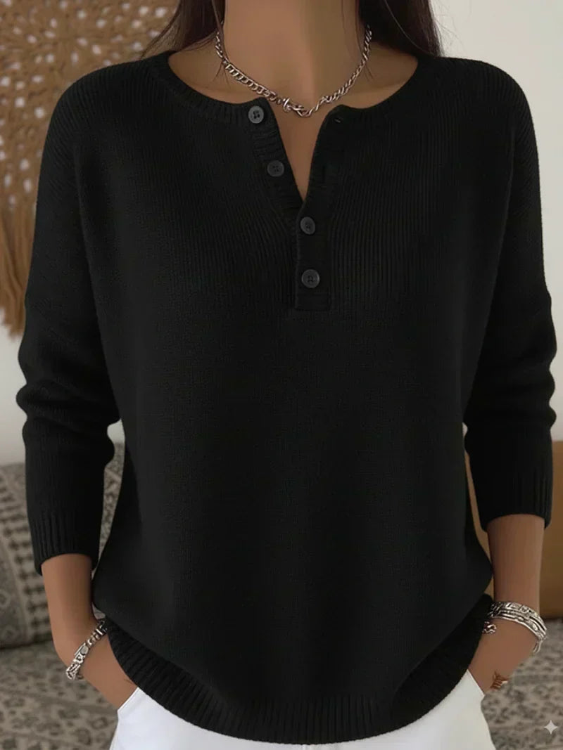 Gisèle | Pull col henley boutonné