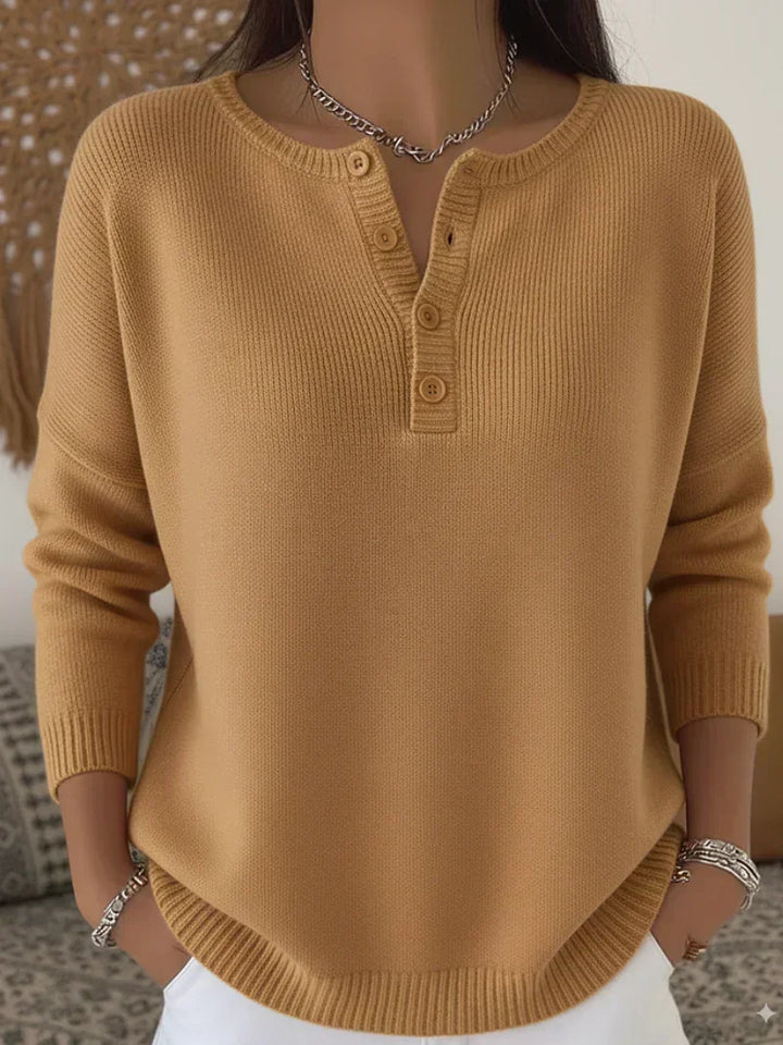 Gisèle | Pull col henley boutonné