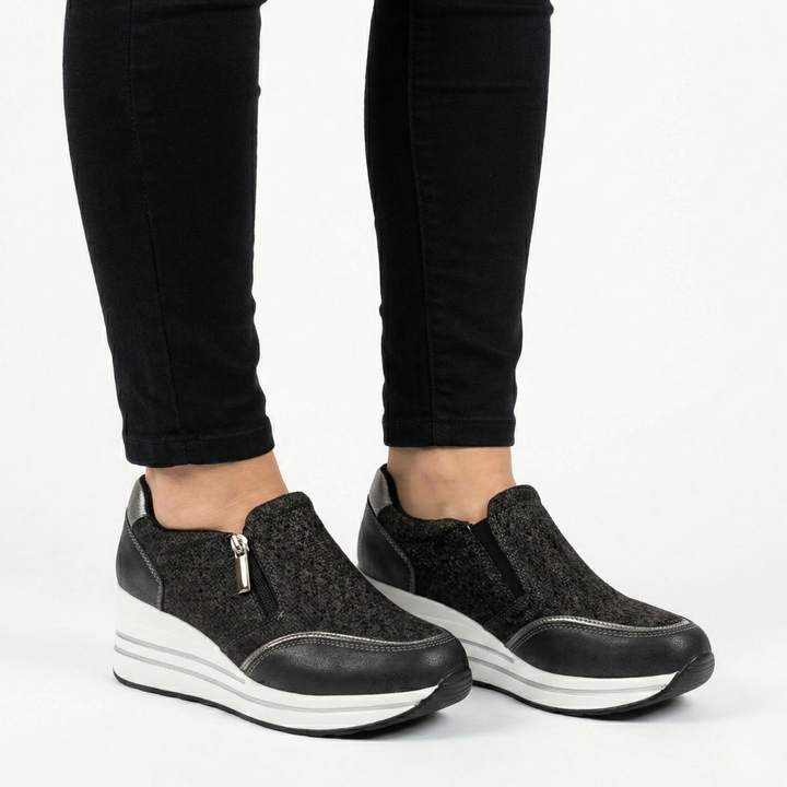 Inès | Sneaker compensée zippée