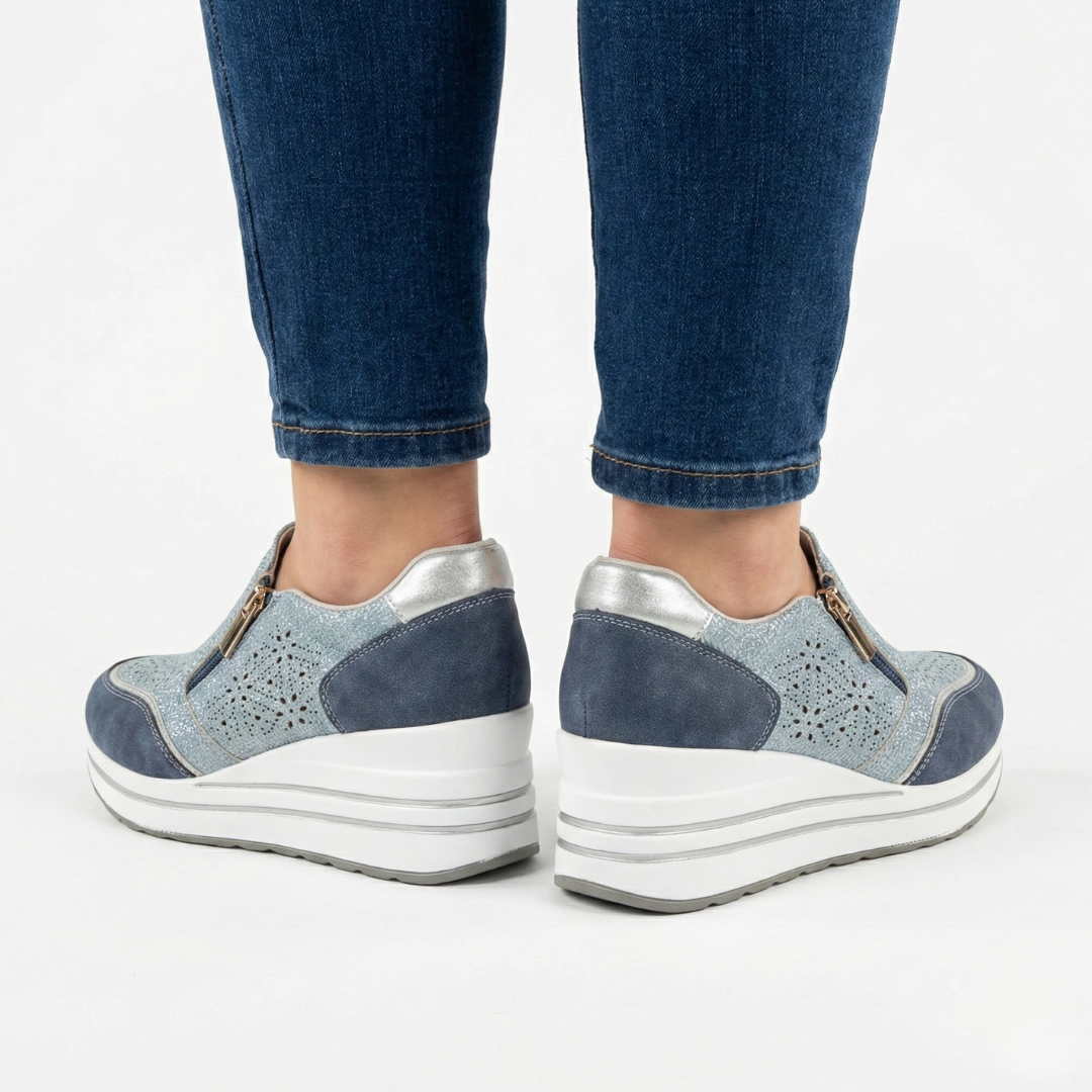 Inès | Sneaker compensée zippée