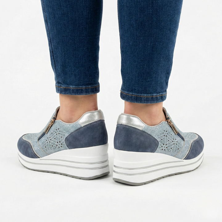 Inès | Sneaker compensée zippée