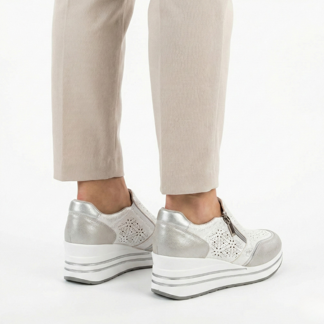 Inès | Sneaker compensée zippée