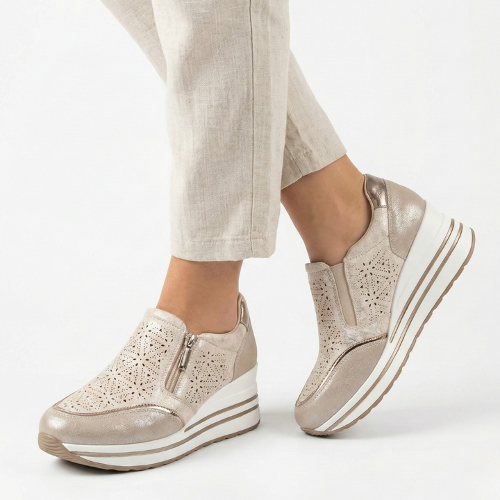 Inès | Sneaker compensée zippée