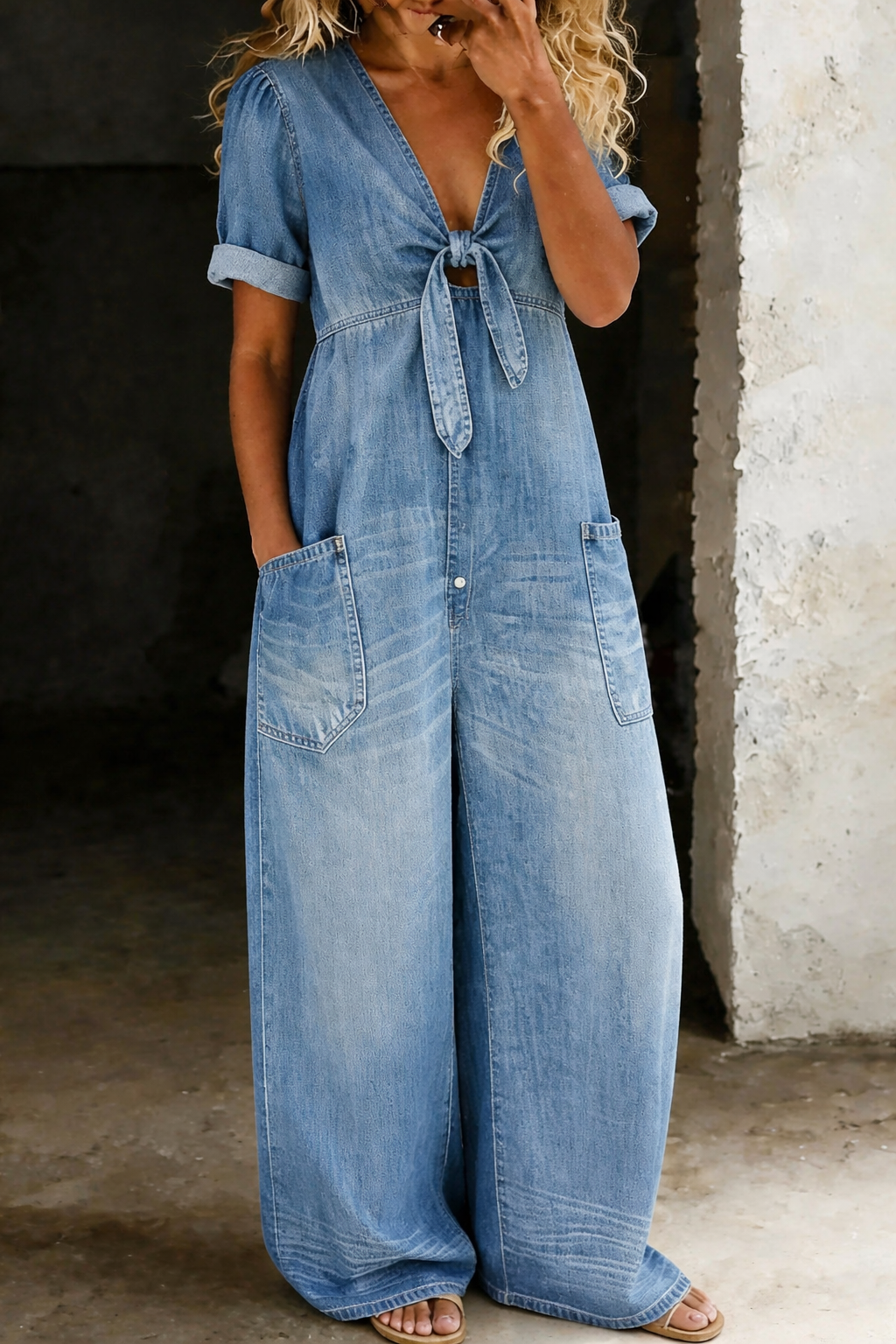 Maya | Combinaison denim col V