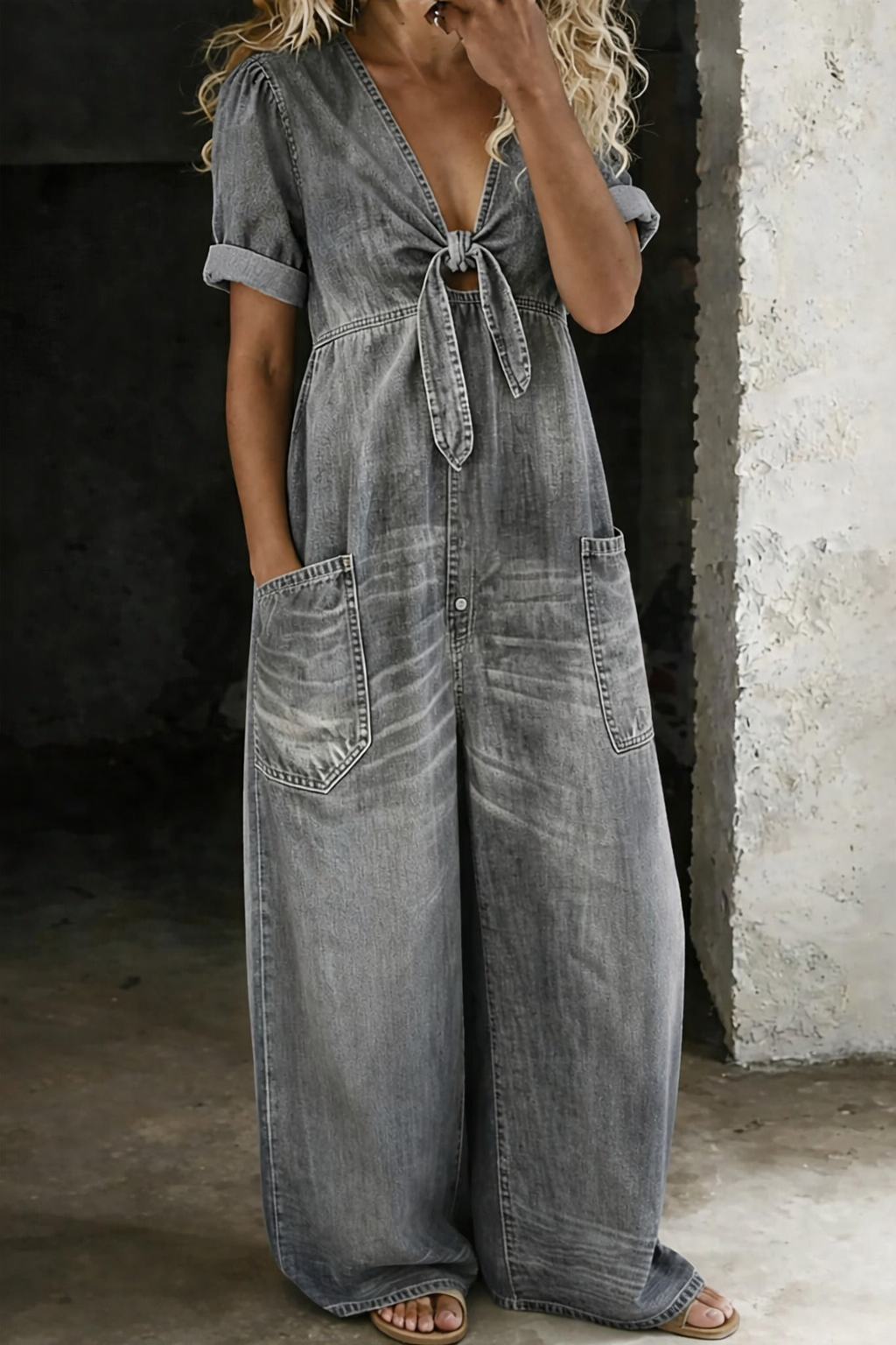 Maya | Combinaison denim col V