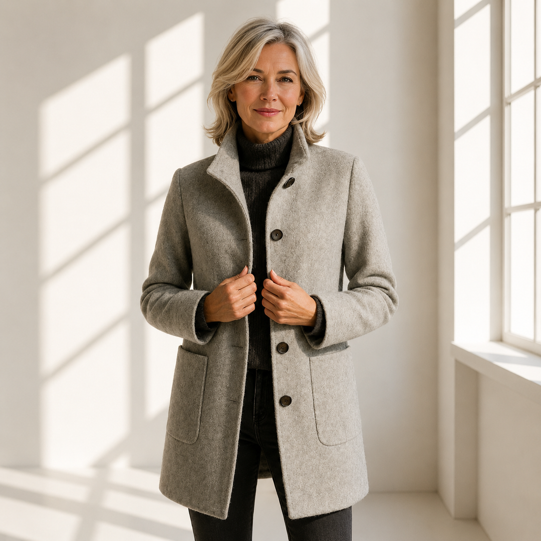 Mathilde | Manteau boutonné col droit