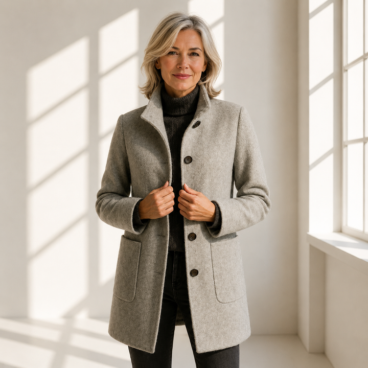 Mathilde | Manteau boutonné col droit