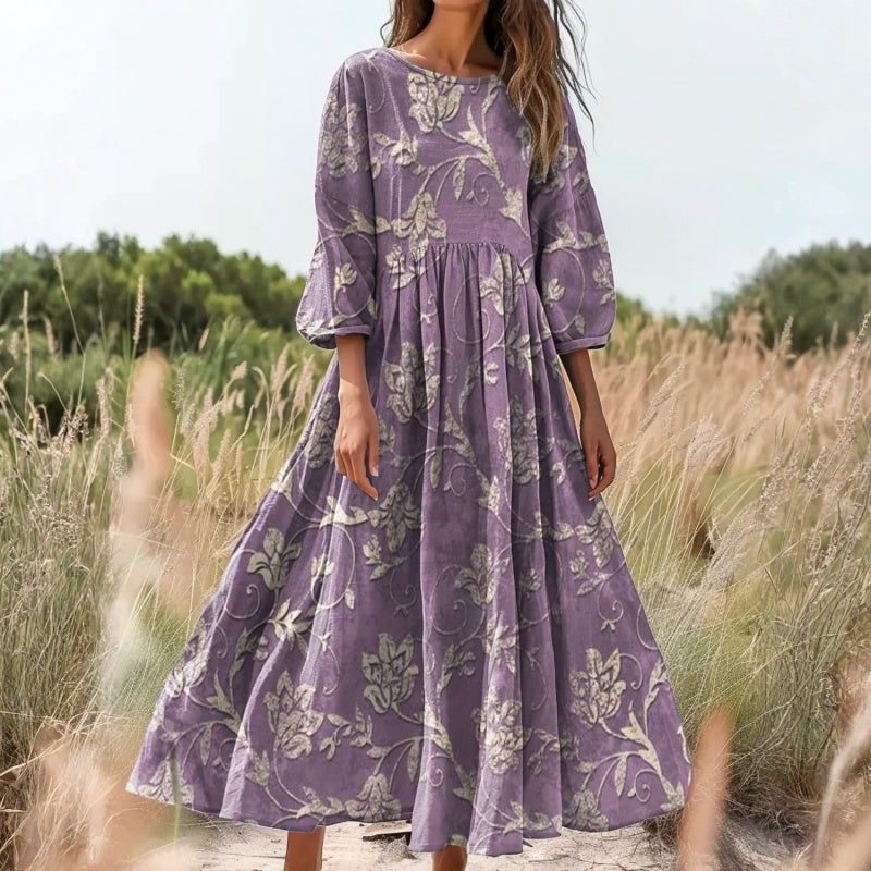【Manches Longues】Robe Vintage À Imprimé Floral