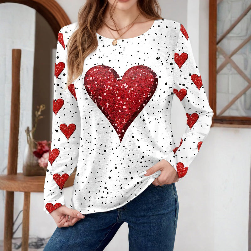 T-Shirt Décontracté Imprimé Coeur