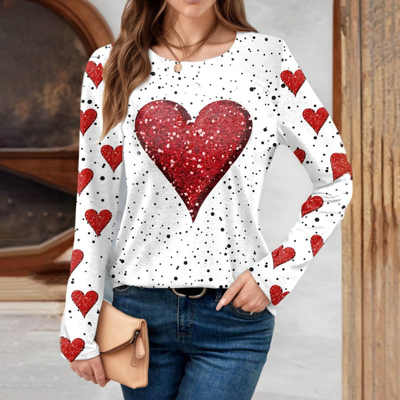T-Shirt Décontracté Imprimé Coeur