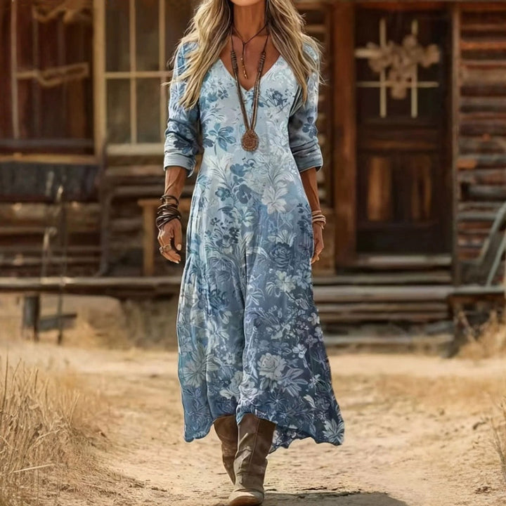 【Manches Longues】Robe Vintage À Imprimé Floral