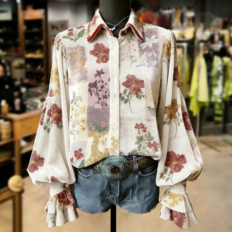 Chemisier Vintage À Imprimé Floral