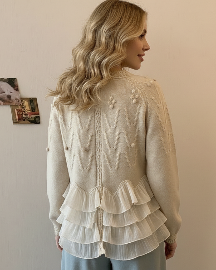 Cardigan élégant en maille avec volants