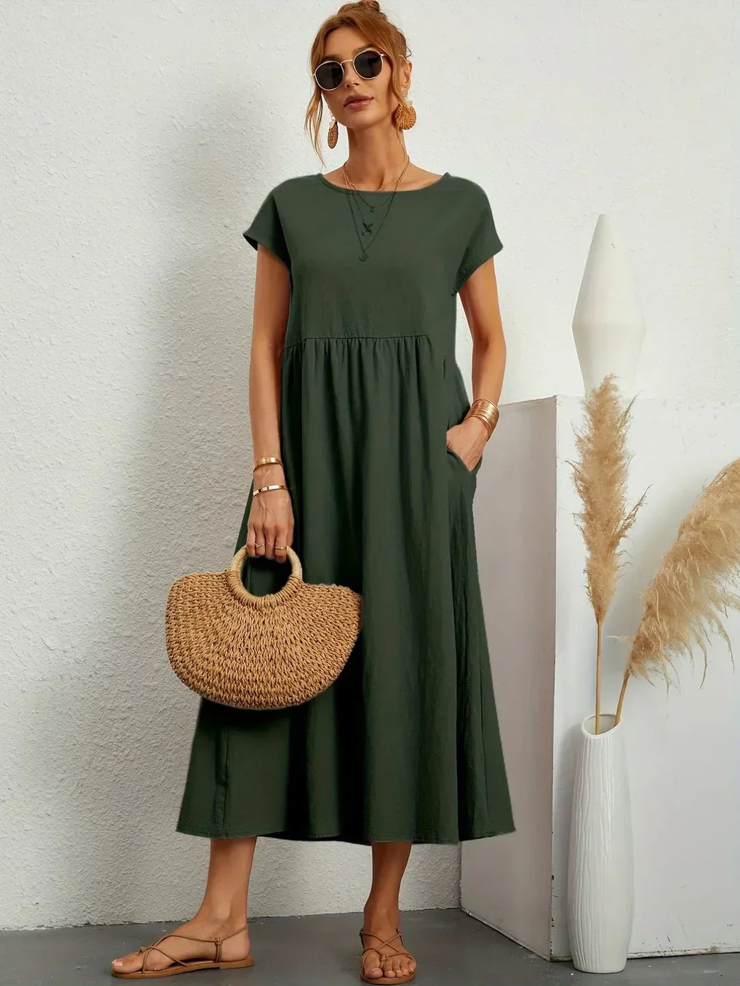 ROBE LÉGÈRE EN COTON DOUX AVEC POCHES