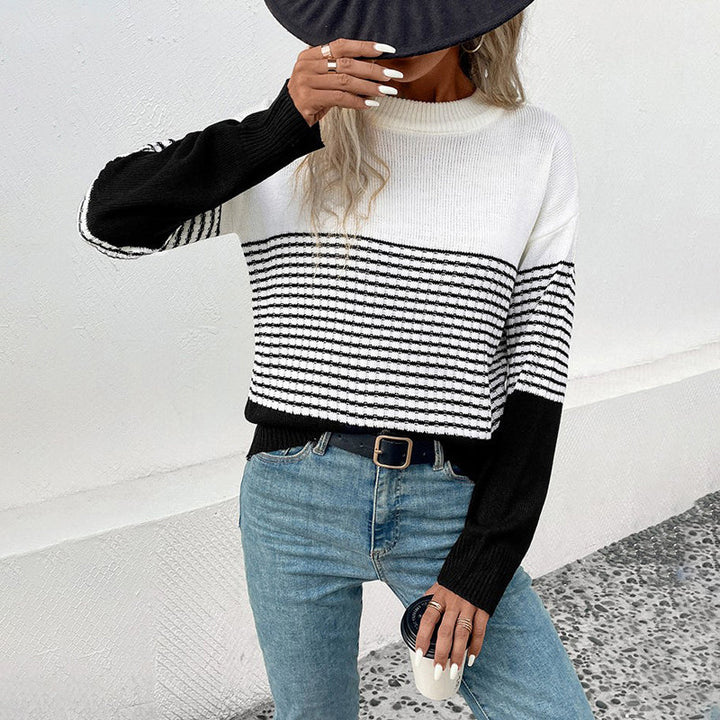 Pull En Tricot Rayé Décontracté